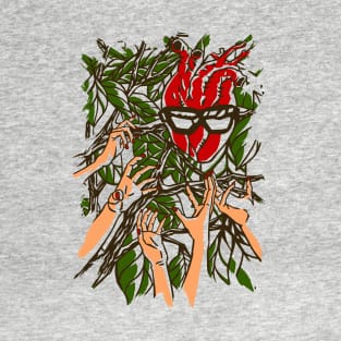 Cold bandit heart female hands tree leaves T-Shirt